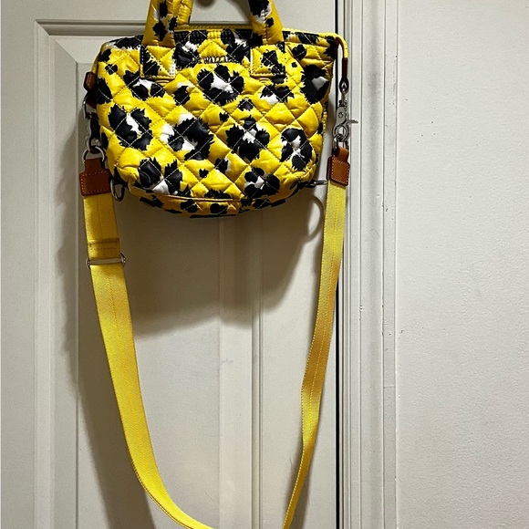 MZ Wallace Micro Sutton Yellow Leopard Quilted Crossbody Women's Bag - Picture 13 of 16